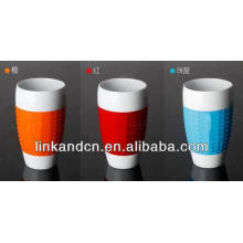 Haonai 2014 tazas de café sin manija de porcelana con funda de silicona